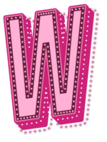 Valentine Pink Dotted Alphabet Letter W png