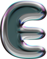 Chrome Liquid Blob Alphabet Letter E png