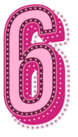 valentine rosa prickad alfabet siffra 6 png