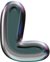 Chrome Liquid Blob Alphabet Letter L png