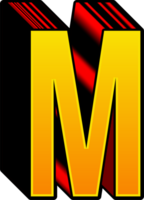 3D Yellow Red Stripped Alphabet Letter M png