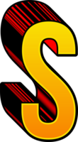 3D Yellow Red Stripped Alphabet Letter S png