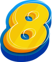 3D Blue Line Yellow Blue Alphabet Number 8 png