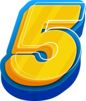 3D Blue Line Yellow Blue Alphabet Number 5 png