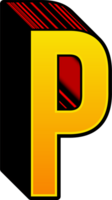 3D Yellow Red Stripped Alphabet Letter P png