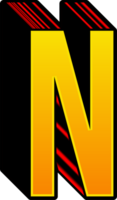3d amarillo rojo despojado alfabeto letra norte png