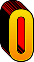 3D Yellow Red Stripped Alphabet Number 0 png