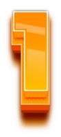 3d oranje schaduw gestript alfabet aantal 1 png