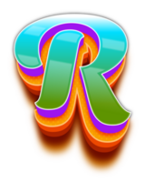 3D Green Blue Light Shadow Alphabet Letter R png