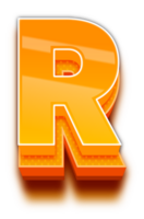 3D Orange Shadow Stripped Alphabet Letter R png