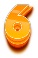 3d orange skugga avskalade alfabet siffra 6 png