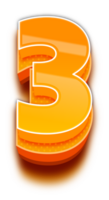 3d orange skugga avskalade alfabet siffra 3 png