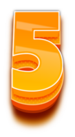 3d orange skugga avskalade alfabet siffra 5 png