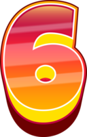 Orange Comic Stripped  Alphabet Number 6 png