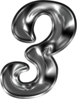 Metal Liquid Alphabet Number 3 png