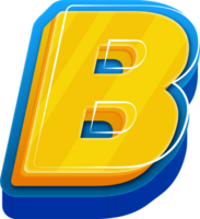 3D Blue Line Yellow Blue Alphabet Letter B png