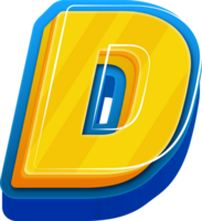 3D Blue Line Yellow Blue Alphabet Letter D png
