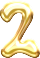 Golden Liquid Blob Alphabet Number 2 png