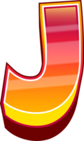 Orange Comic Stripped  Alphabet Letter J png