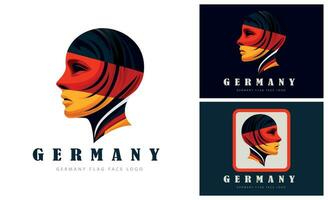 Germany Deutschland flag head face logo template design for brand or company vector