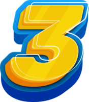 3D Blue Line Yellow Blue Alphabet Number 3 png