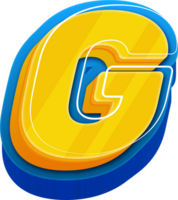 3D Blue Line Yellow Blue Alphabet Letter G png