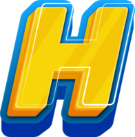 3D Blue Line Yellow Blue Alphabet Letter H png