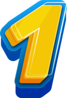 3D Blue Line Yellow Blue Alphabet Number 1 png