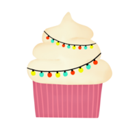 fest cupcake. vattenfärg stil, hjärtans dag png