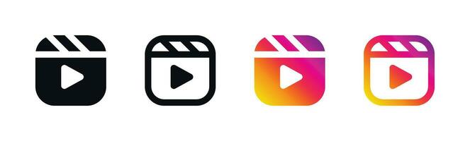 instagram carretes icono conjunto - social medios de comunicación vídeo marca símbolos vector