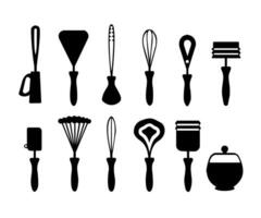 kitchen tools set silhouette vector illustration