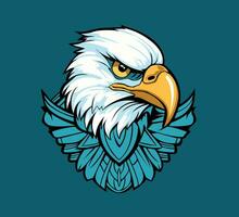 enojado águila cara logo con alas vector ilustración