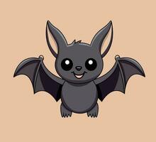 cute bat mascot illustration editable eps vector