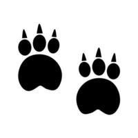 Silhouette of two bear front paw prints on a white background. Suitable for dangerous carnivorous animal logos. vector