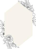 Flower Frame. Hand drawn Botanical vector illustration. Black and white wreath.