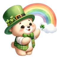 ai généré nounours ours dans une vert veste et une chapeau pour st patricks journée png