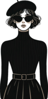 AI generated 50s fashion woman with sunglasses. This versatile design is ideal for prints, t-shirt designs, mug making, and many other tasks. png