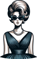 ai generato 50s moda donna con occhiali da sole. Questo versatile design è ideale per stampe, maglietta disegni, boccale fabbricazione, e molti altro compiti. png