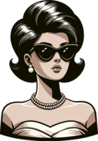 ai generiert 50er Jahre Mode Frau mit Sonnenbrille. diese vielseitig Design ist Ideal zum Drucke, T-Shirt Entwürfe, Becher Herstellung, und viele andere Aufgaben. png