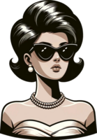 ai generato 50s moda donna con occhiali da sole. Questo versatile design è ideale per stampe, maglietta disegni, boccale fabbricazione, e molti altro compiti. png