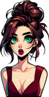 AI generated Comic Style Pop girl surprised Clipart. This versatile design is ideal for prints, t-shirt designs, mug making, and many other tasks. png