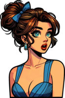 AI generated Comic Style Pop girl surprised Clipart. This versatile design is ideal for prints, t-shirt designs, mug making, and many other tasks. png