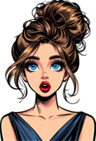 AI generated Comic Style Pop girl surprised Clipart. This versatile design is ideal for prints, t-shirt designs, mug making, and many other tasks. png