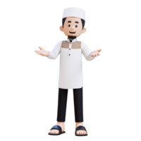 3D Characters of Muslim Man talking and explaining pose perfect for banner, web dan marketing material png