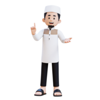 3D Characters of Muslim Man talking and explaining pose perfect for banner, web dan marketing material png