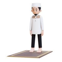 3D Characters of Muslim Man standing prepare for sholat in Ramadan kareem perfect for banner, web dan marketing material png