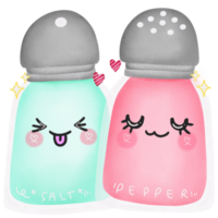 Watercolor cute salt and pepper shakers png