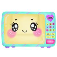 Watercolor happy microwave oven in the kitchen character png