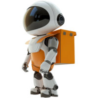 ai gegenereerd pakket vervoerder robot voor levering, schattig 3d ontwerp. geschikt voor bedrijf en e-commerce png