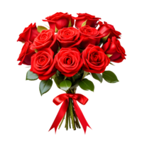 AI generated Bouquet of Red Roses Isolated on Transparent Background png